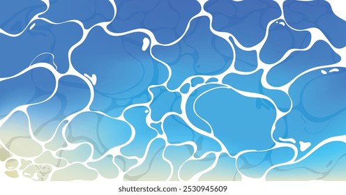 Blue water surface illustration. sea top view