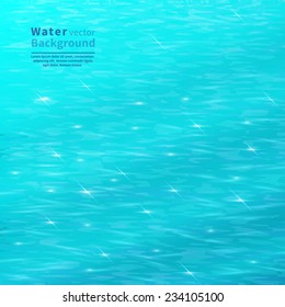 Blue water surface with space for text.Vector background.Abstract sea waves.