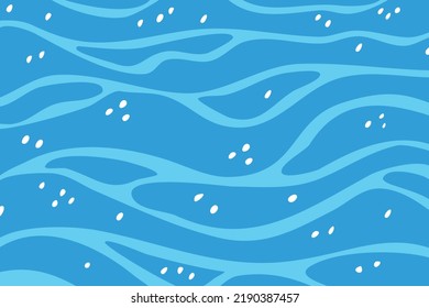 Blue water surface template in cartoon style. Vector illustration