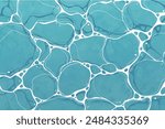 Blue water surface watercolor. Summer sea poster template. Sea waves abstract backgrounds. Turquoise rippled water texture background. Shining blue water ripple pool abstract vector