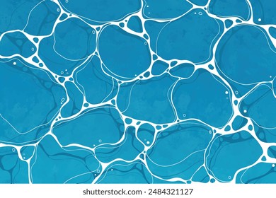 Acuarela de superficie azul. Plantilla de poster de verano. Olas de mar fondos abstractos. Fondo de textura de agua ondulada turquesa. Vector abstracto brillante de la piscina de la ondulación del agua azul