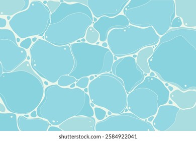 Blue water surface watercolor. Summer sea poster template. Sea waves abstract backgrounds. Turquoise rippled water texture background. Shining blue water ripple pool abstract vector