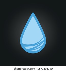 Blue water symbol, icon on black backdrop. Design element