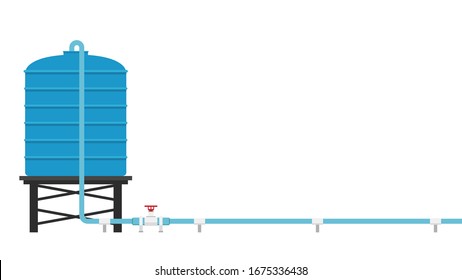 Blue water tank. Water tank vector. water tank on white background.