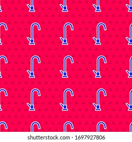 Blue Water tap icon isolated seamless pattern on red background.  Vector Illustration
