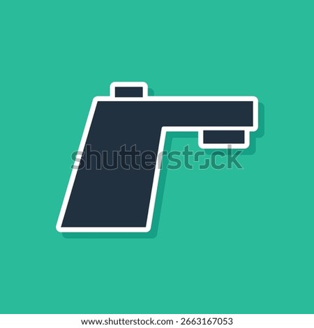 Blue Water tap icon isolated on green background.  Vector