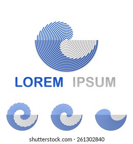 Blue water technology logo design set
