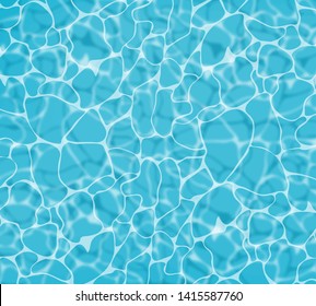Blue water Vector realistic. Summer sea poster template. Sea waves abstract background