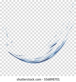 Blue water vector splash isolated on transparent background. blue realistic aqua spray with drops. 3d illustration. semitransparent liquid surface backdrop created with gradient mesh tool.