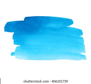 Blue water watercolor hand drawn paper texture striped isolated vector spot on white background for decoration. Colorful stylized brush paint shape artistic design element. Sketch drawing illustration