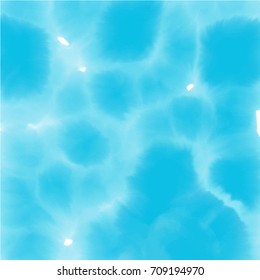 Blue Water Watercolor Vector Background Illustration. Water In Swimming Pool Painted