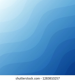 Blue water wave abstract background in flat vector illustration design style.