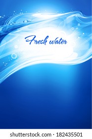 Blue water wave. Abstract background. Vector