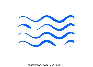 Blue Water Wave Abstract Design, Simple Curve Lines, Fluid Motion, Graphic Art