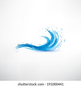 blue water wave, abstract vector symbol