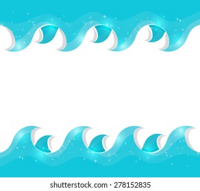 blue water wave, abstract vector symbol