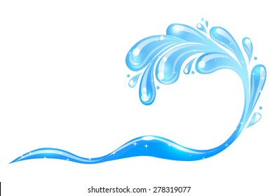 blue water wave, abstract vector symbol