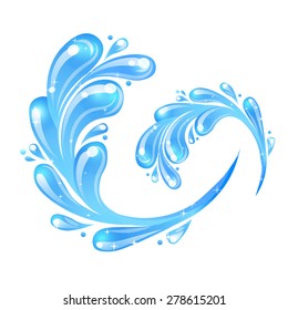 blue water wave, abstract vector symbol