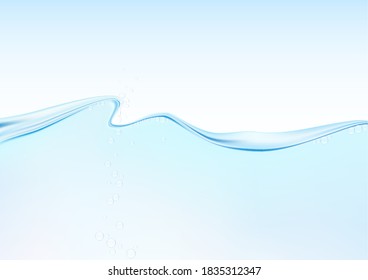 Blue water wave with air bubbles vector illustration