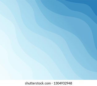 Blue water wave curve abstract background in flat vector illustration.