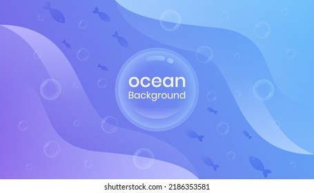 blue water wave in deep sea or ocean abstract background with fish for wallpaper, nature background, aquarium, aquascape background