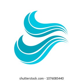 Blue water wave icon. Vector illustration