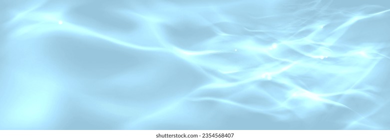 Blue water wave light surface overlay background. 3d clear ocean surface pattern with reflection effect backdrop. Turquoise desaturated texture. Sunny aqua ripple movement with shiny refraction