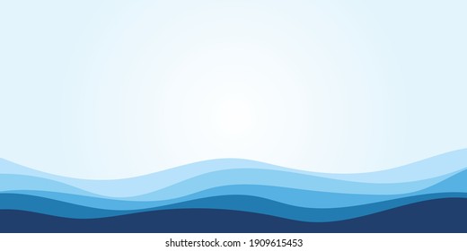 Blue water wave line deep sea pattern background banner vector illustration 