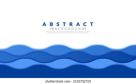 Fondo del patrón de la línea de olas de agua azul en alta mar. Concepto de estilo de corte de papel. Ilustración vectorial.
