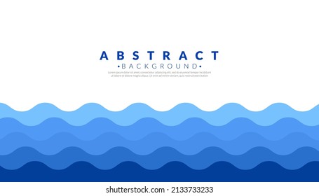 Blue Water wave line deep sea pattern background. Paper cut style concept. Vector illustration.