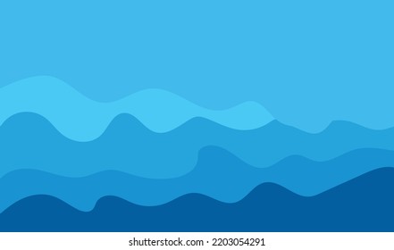 Blue water wave line deep sea pattern background vector illustration.