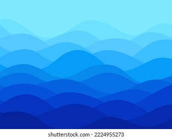 Ilustración vectorial de fondo de la línea de olas de agua azul en alta mar.