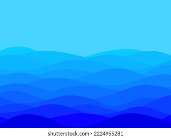 Blue water wave line deep sea pattern background vector illustration.
