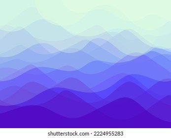 Blue water wave line deep sea pattern background vector illustration.