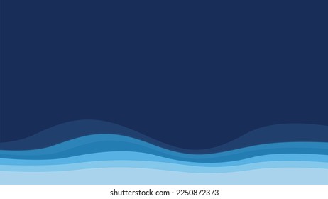 Blue water wave line deep blue sea background. Vector texture design poster banner abstract sea wallpaper background.