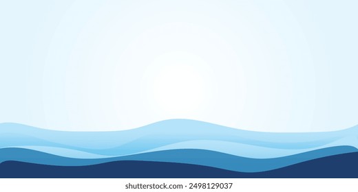 Blue water wave line deep sea pattern background banner vector illustration.
