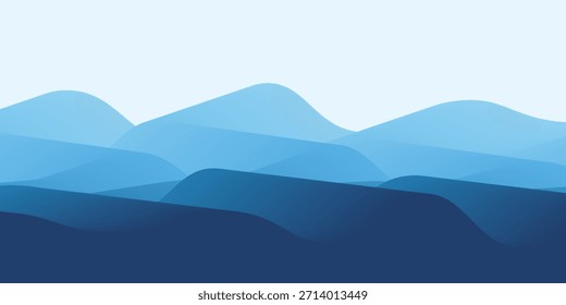 Blue water wave line deep sea pattern background banner vector illustration.