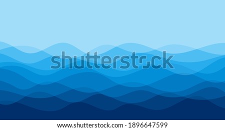 Blue water wave line deep sea pattern background vector illustration.