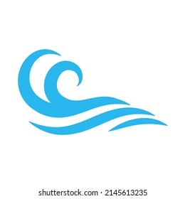 blue water wave line icon in the sea