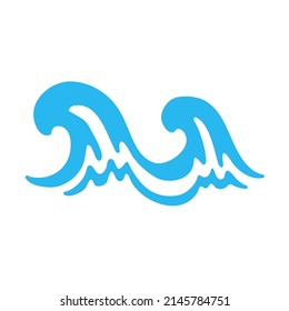 blue water wave line icon in the sea