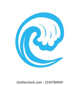blue water wave line icon in the sea