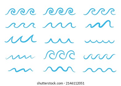 blue water wave line icon in the sea