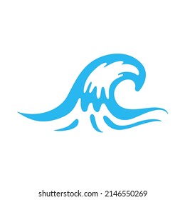blue water wave line icon in the sea
