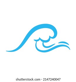 blue water wave line icon in the sea