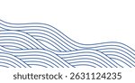 Blue water wave line pattern background. Vector illustration. Japanese style concept.
