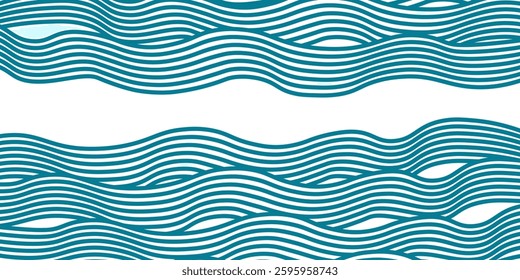 Blue water wave line pattern background. Vector illustration. Japanese style concept