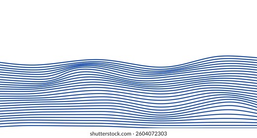 Blue water wave line pattern background. Japanese style concept. Graphic vector flat design style.