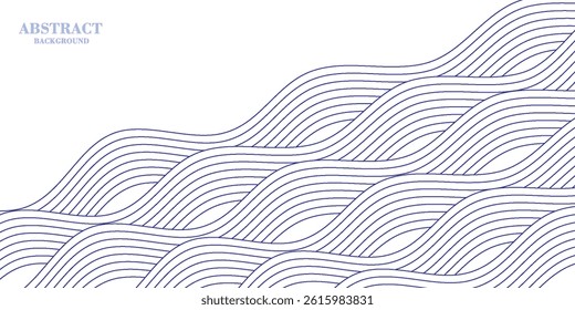 Blue water wave line pattern background. Vector illustration. Japanese style concept.