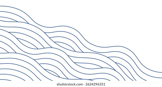 Blue water wave line pattern background. Japanese style concept.  Vector illustration
