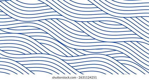 Blue water wave line pattern background. Vector illustration. Japanese style concept.